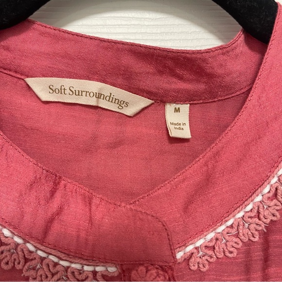 Soft Surroundings Top Womens M Pink Floral Silk Blend Embroidered Boho - Picture 4 of 13